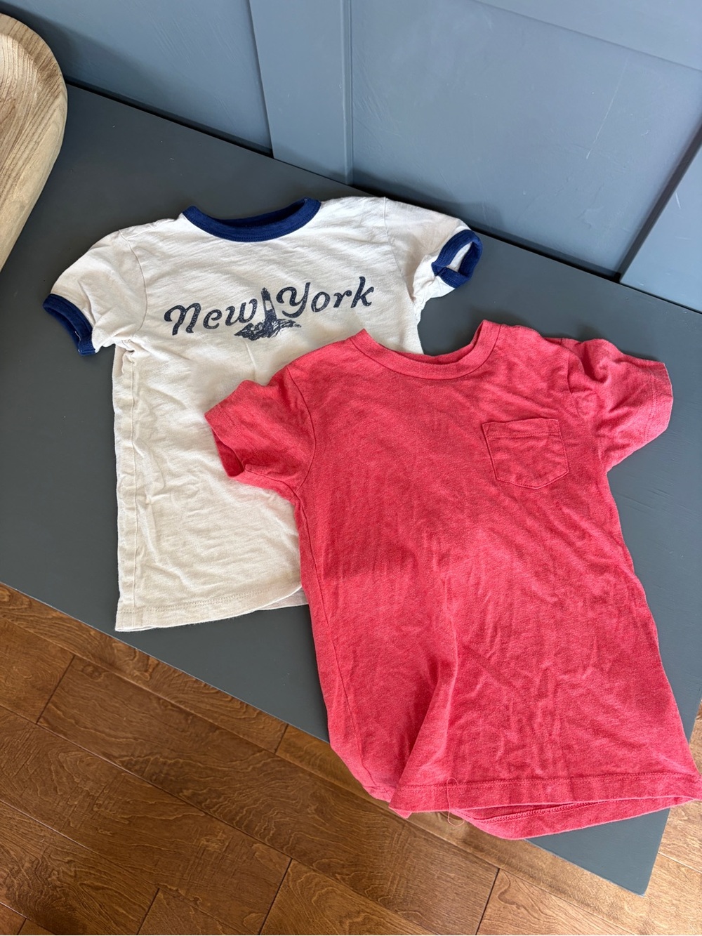 Two Pack: Crewcuts Red Pocket Tee and New York Tee White Navy-Trim Graphic Tee